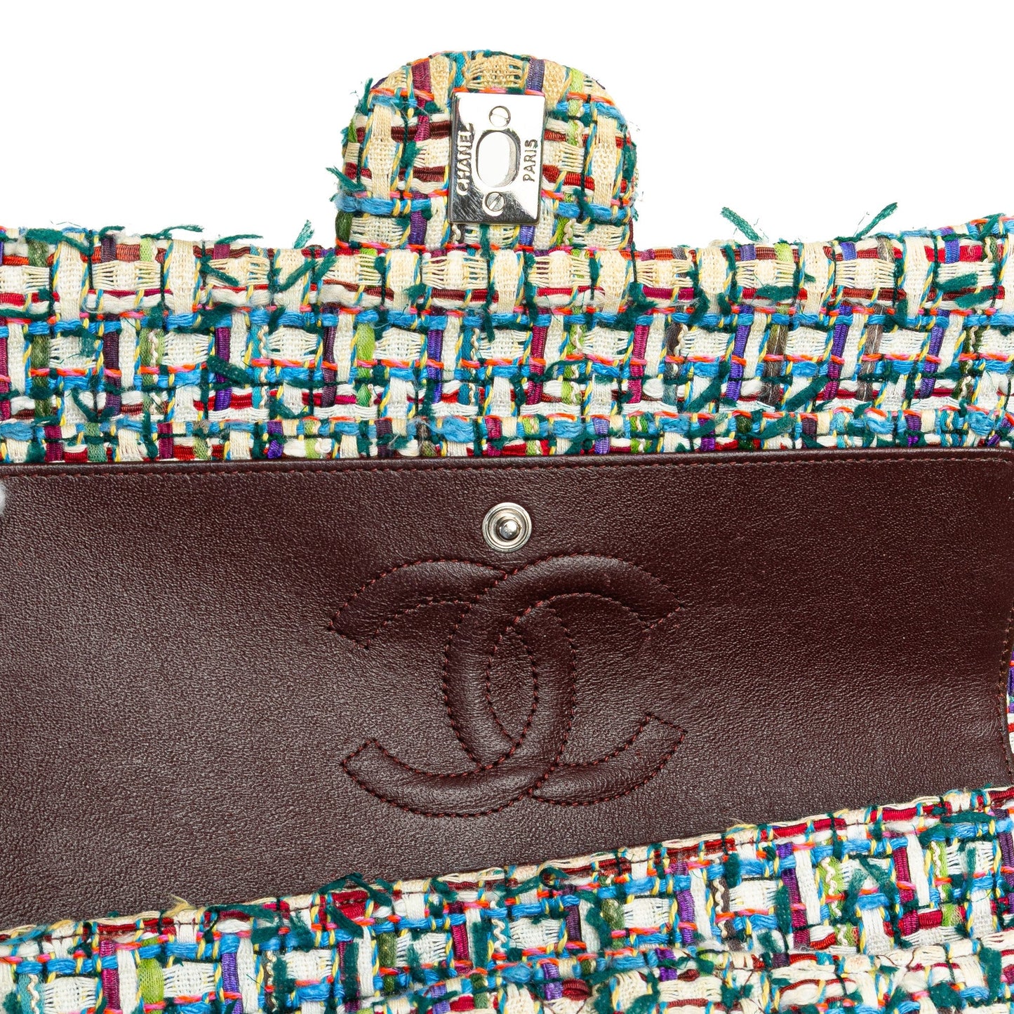Chanel Medium Classic Multicolor Tweed Double Flap Multi