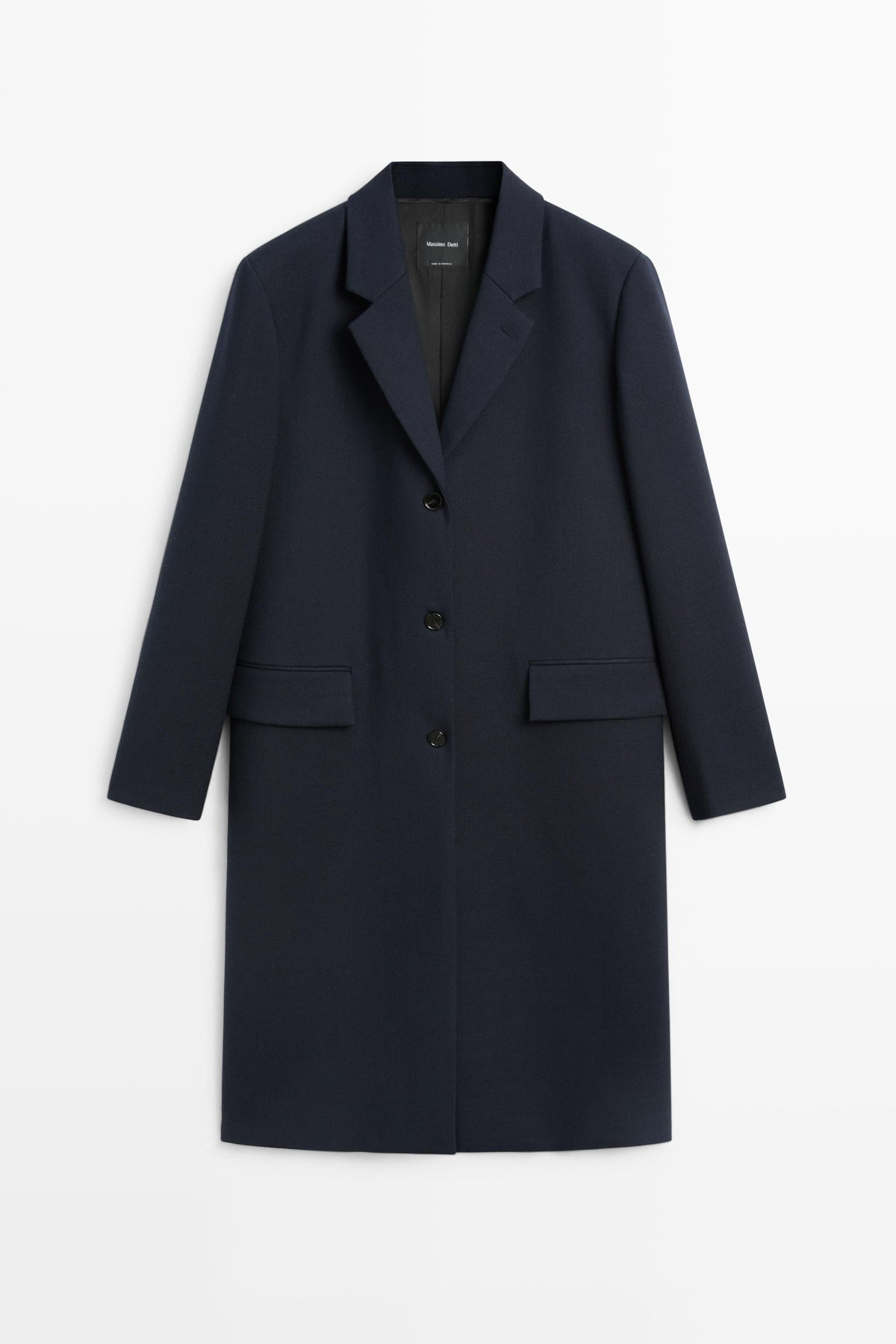 Massimo Dutti Wool Blend Coat - Navy Blue