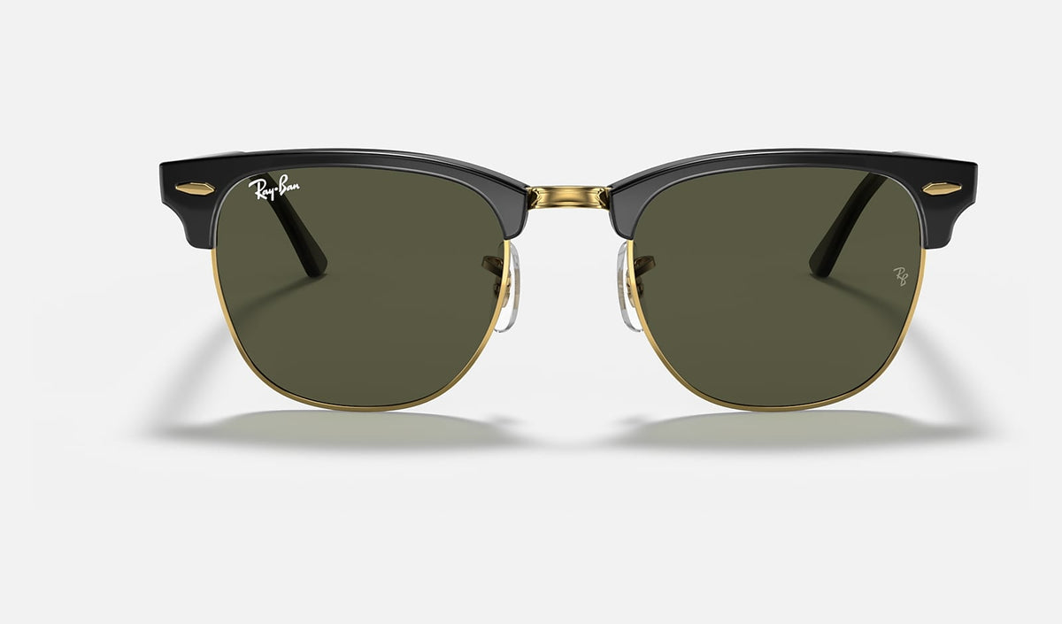 Ray-Ban Clubmaster - Polished Black On Gold / G-15 Green
