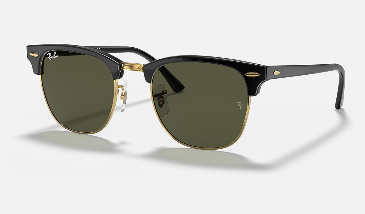 Ray-Ban Clubmaster - Polished Black On Gold / G-15 Green