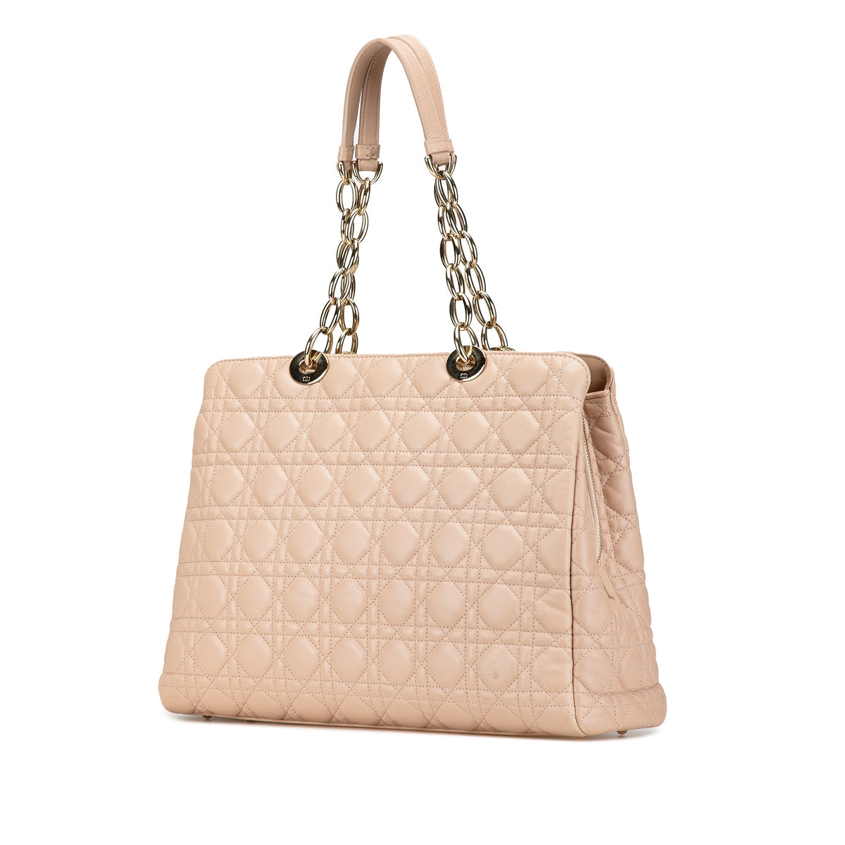Dior Medium Lambskin Cannage Soft Zipped Shopping Tote Pink