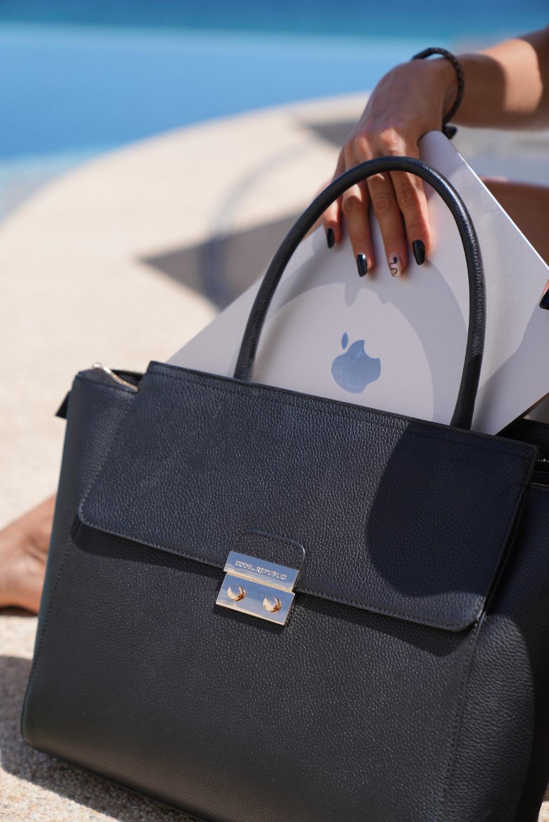 14" DANIELLE Designer Laptop Handbag | PEBBLE LEATHER | CHAMPAGNE GOLD | PRE ORDER - LATE JUNE DELIVERY