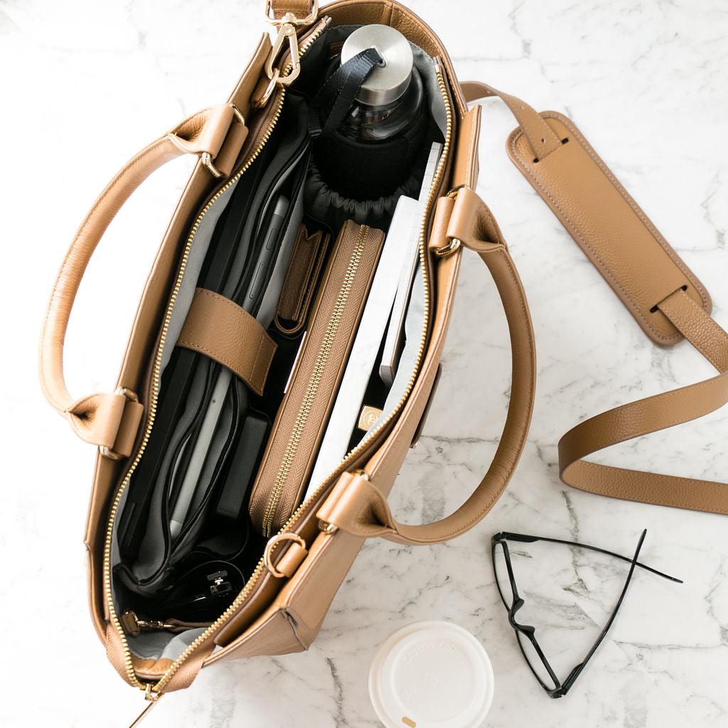 14" DANIELLE Designer Laptop Handbag | PEBBLE LEATHER | CHAMPAGNE GOLD | PRE ORDER - LATE JUNE DELIVERY