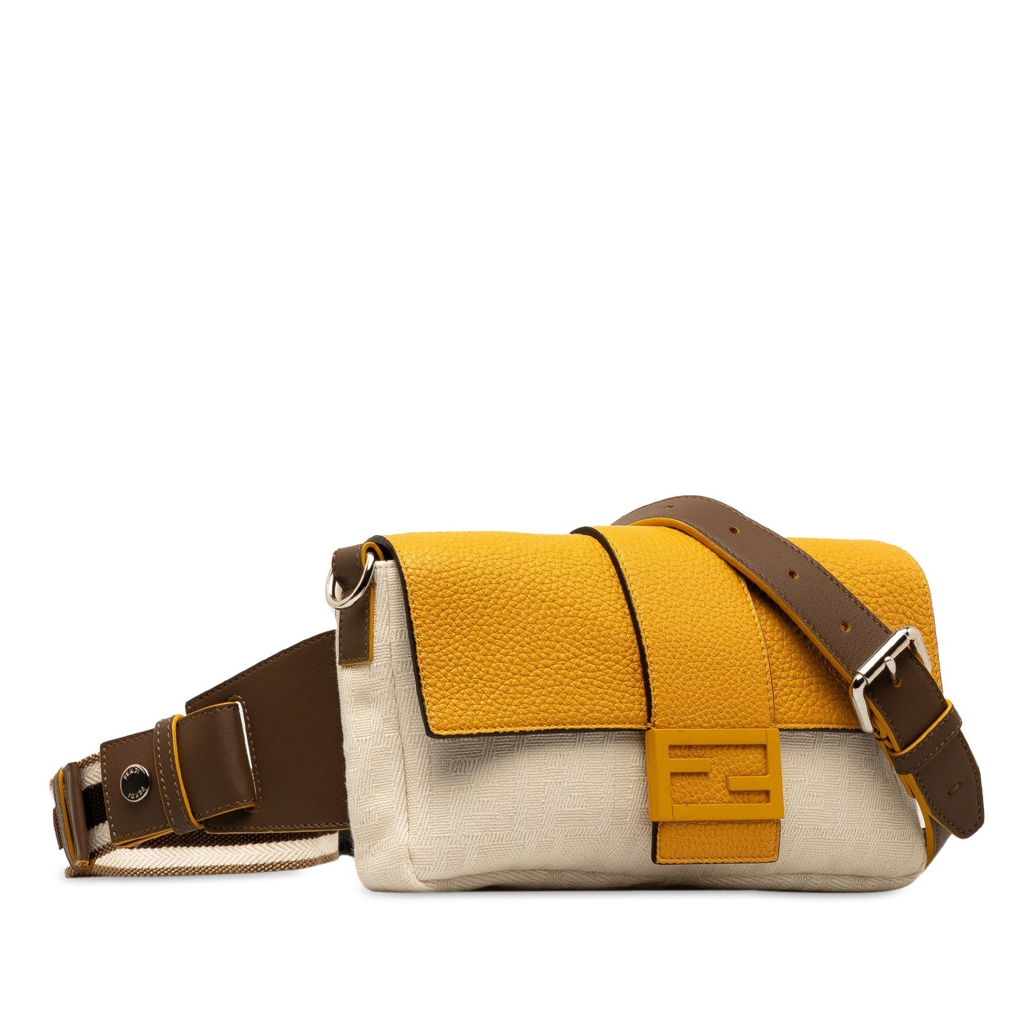 Fendi Zucca Canvas and Leather Convertible Baguette Brown