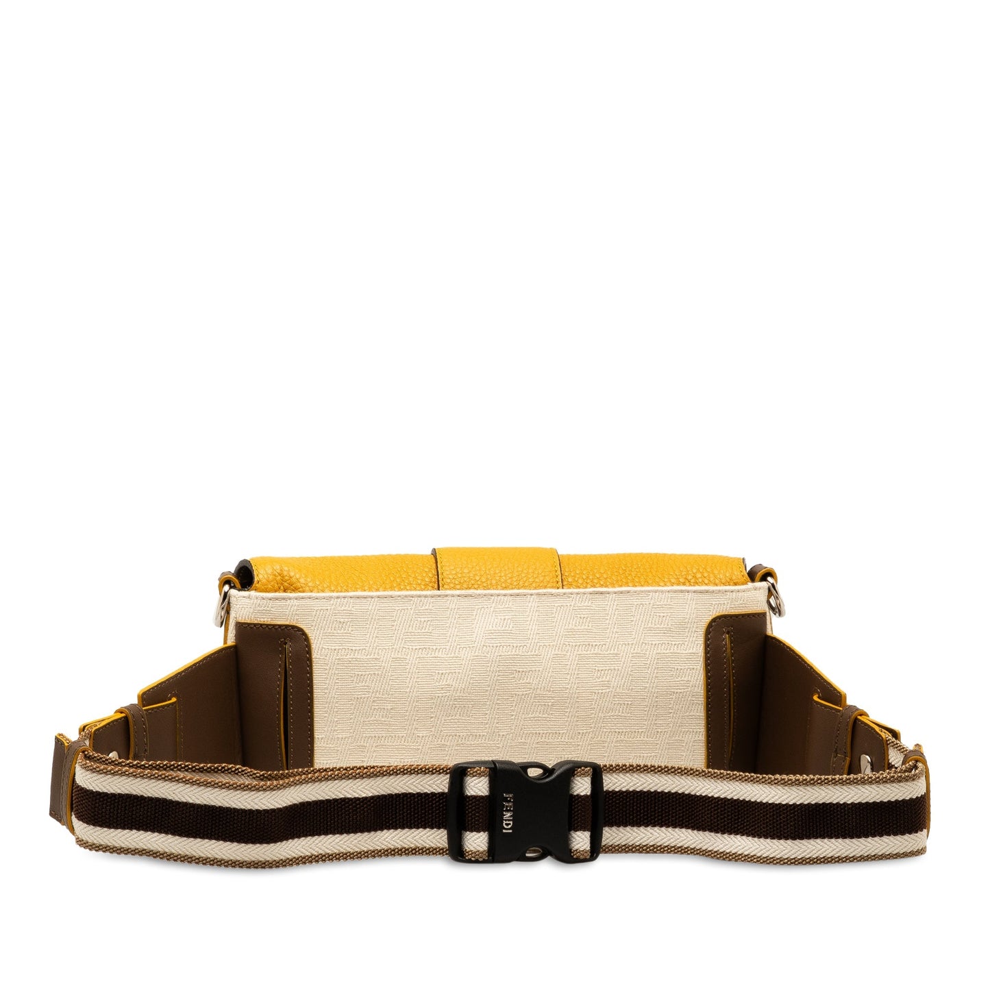 Fendi Zucca Canvas and Leather Convertible Baguette Brown