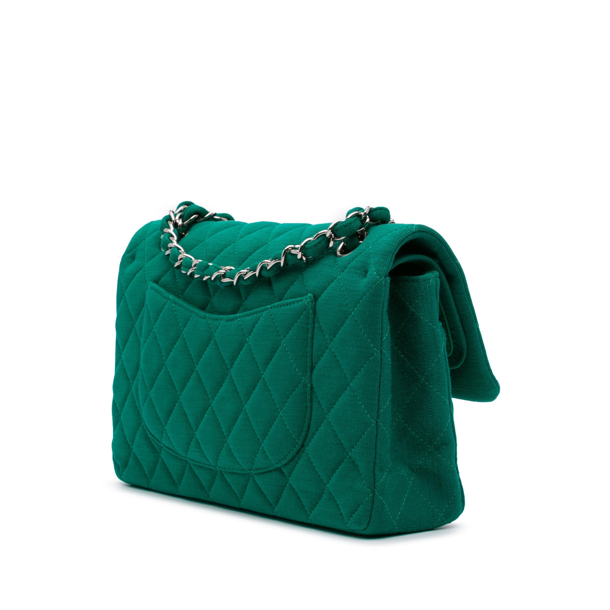Chanel Medium Classic Jersey Double Flap Green