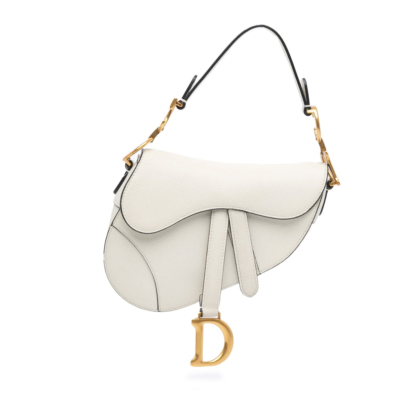 Dior Mini Grained Calfskin Saddle Bag White