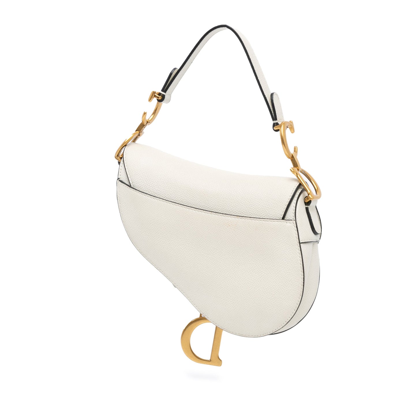 Dior Mini Grained Calfskin Saddle Bag White