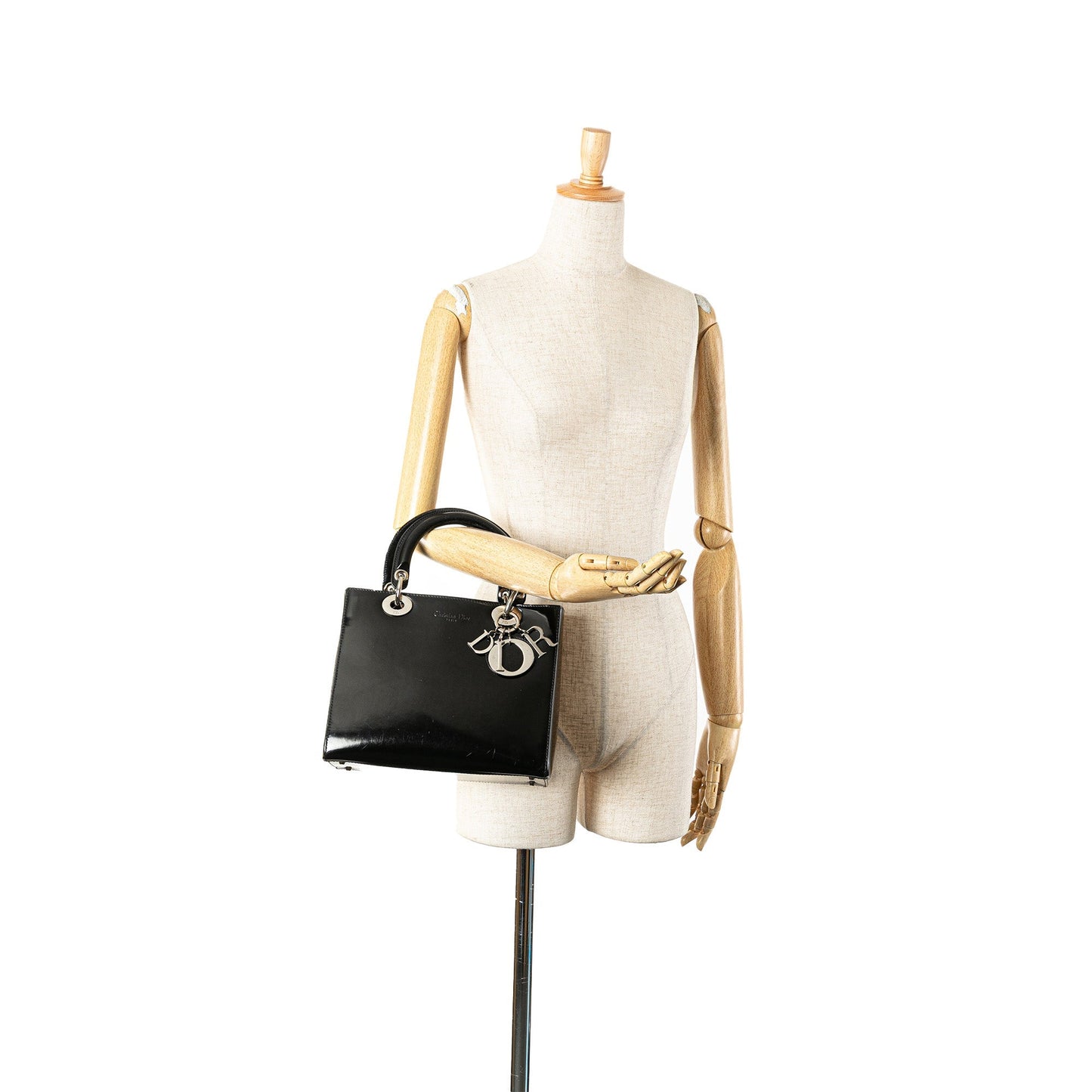 Dior Medium Patent Lady Dior Black