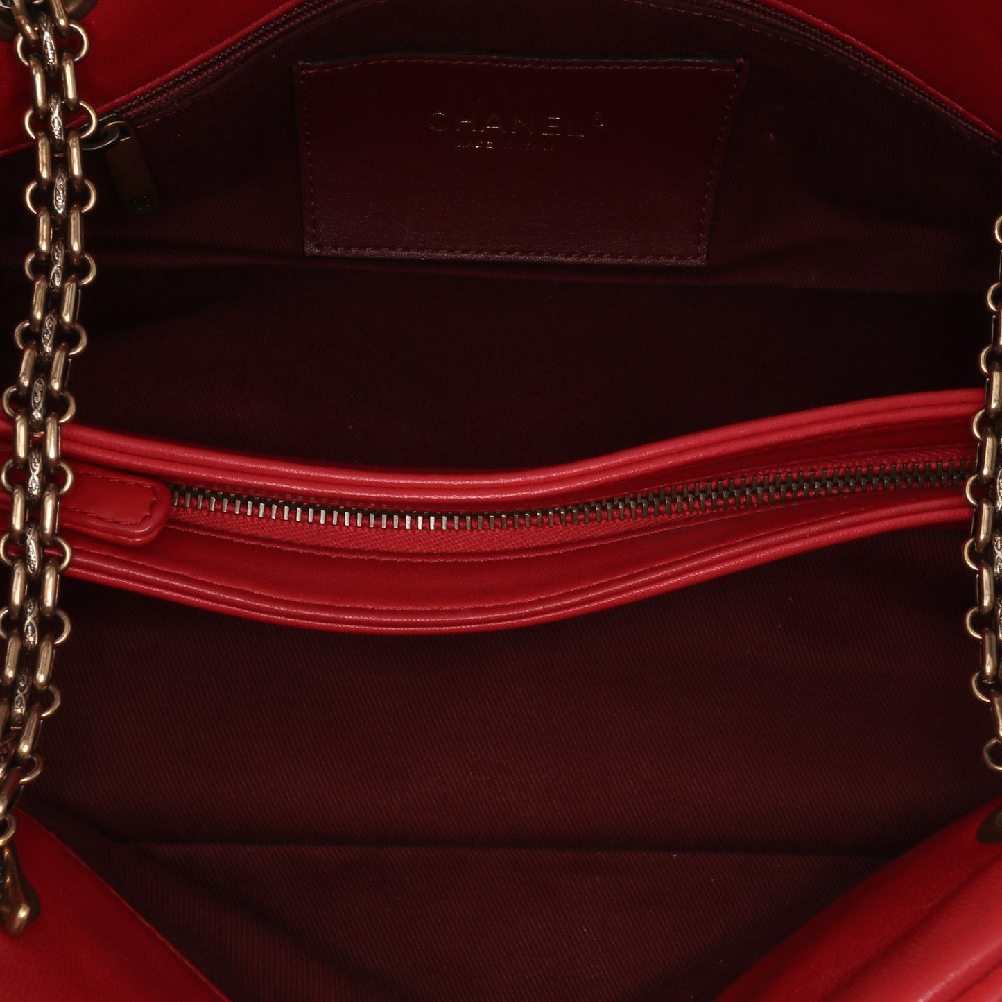 Chanel Medium Lambskin Mademoiselle Bowling Bag Red