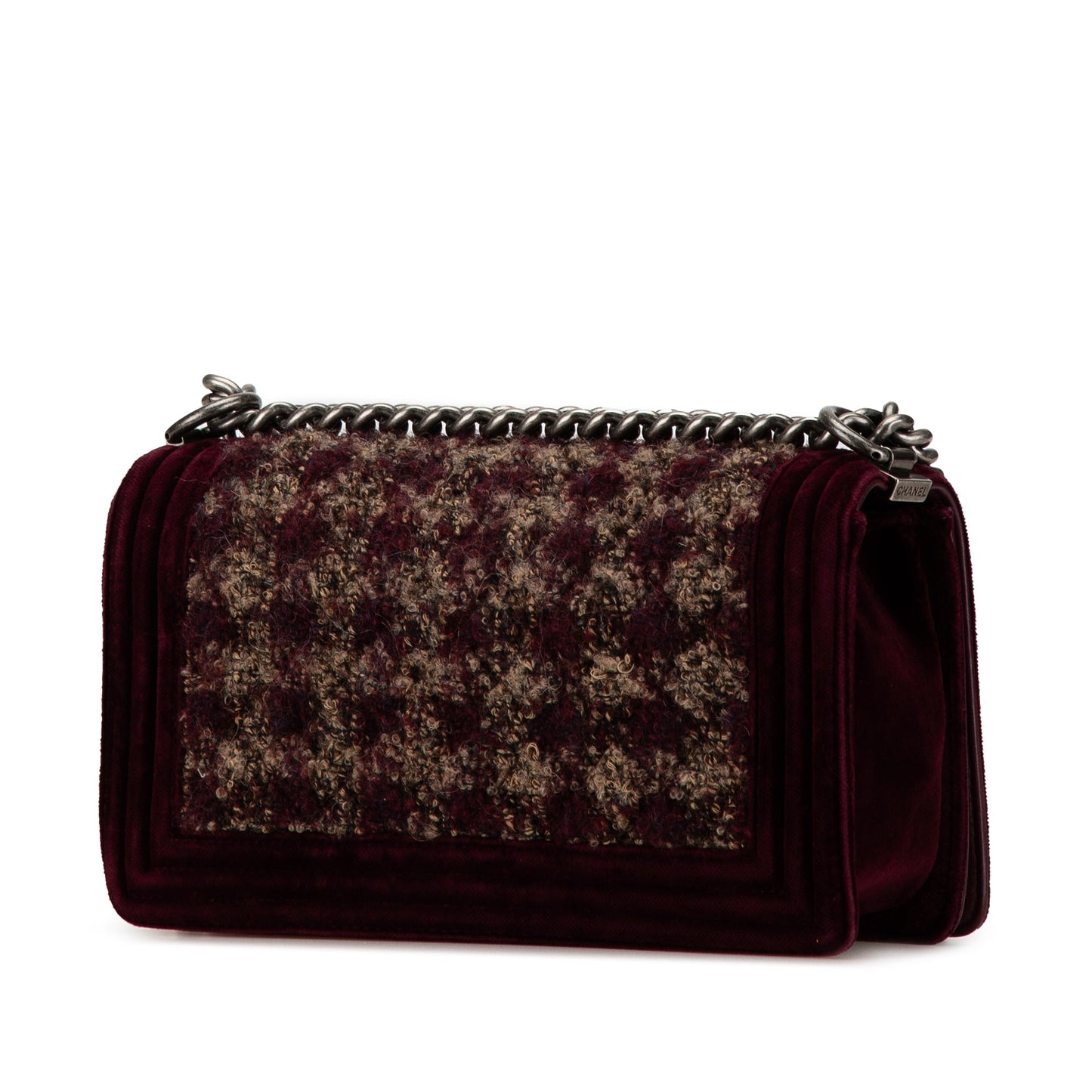 Chanel Medium Velvet and Tweed Boy Flap Red