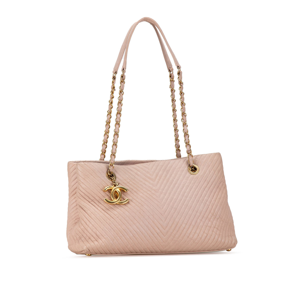 Chanel Large Chevron Calfskin Surpique Tote Pink