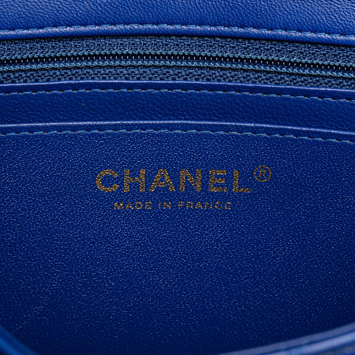 Chanel Mini Rectangular Classic Lambskin Single Flap Blue