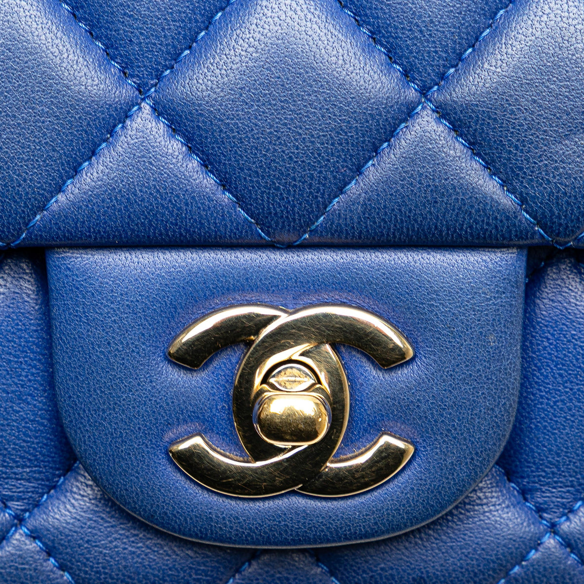 Chanel Mini Rectangular Classic Lambskin Single Flap Blue