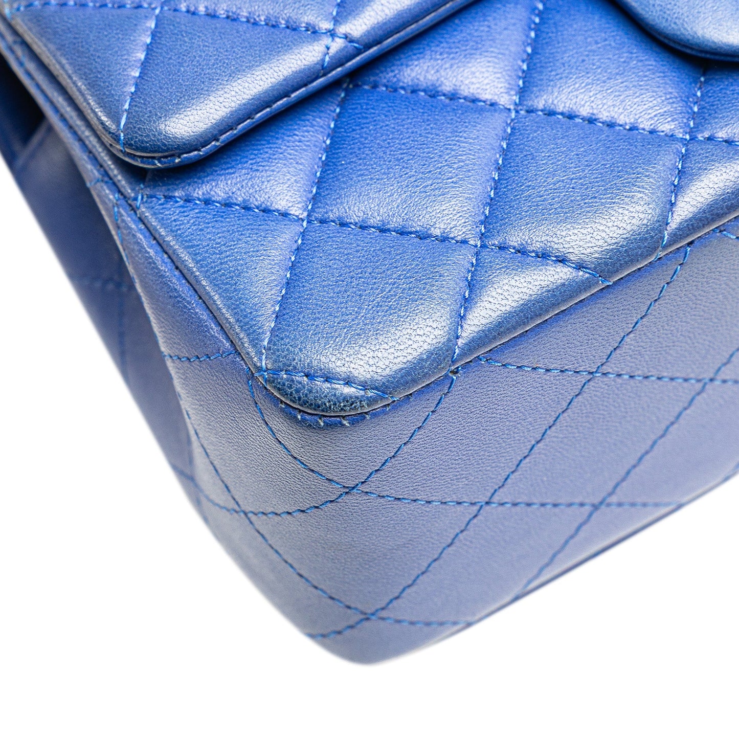 Chanel Mini Rectangular Classic Lambskin Single Flap Blue