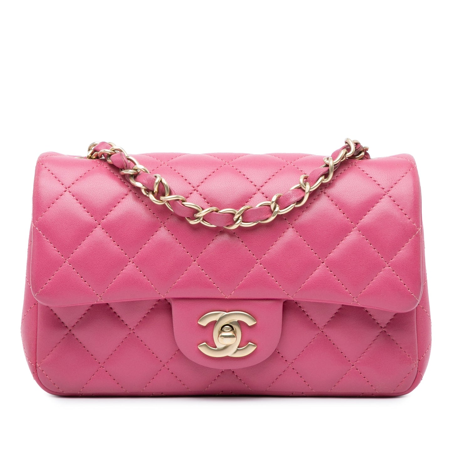 Chanel Mini Rectangular Classic Lambskin Single Flap Pink