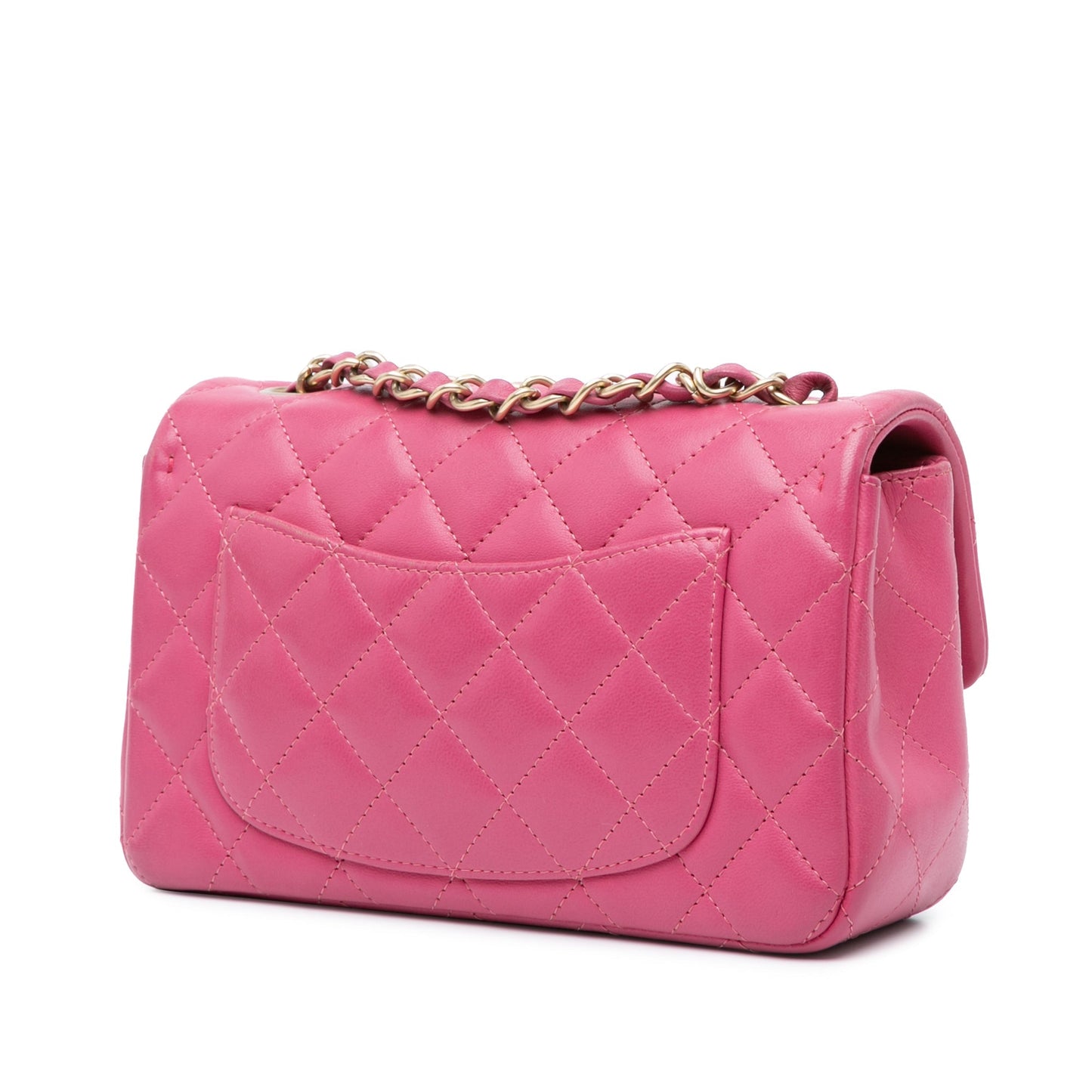 Chanel Mini Rectangular Classic Lambskin Single Flap Pink