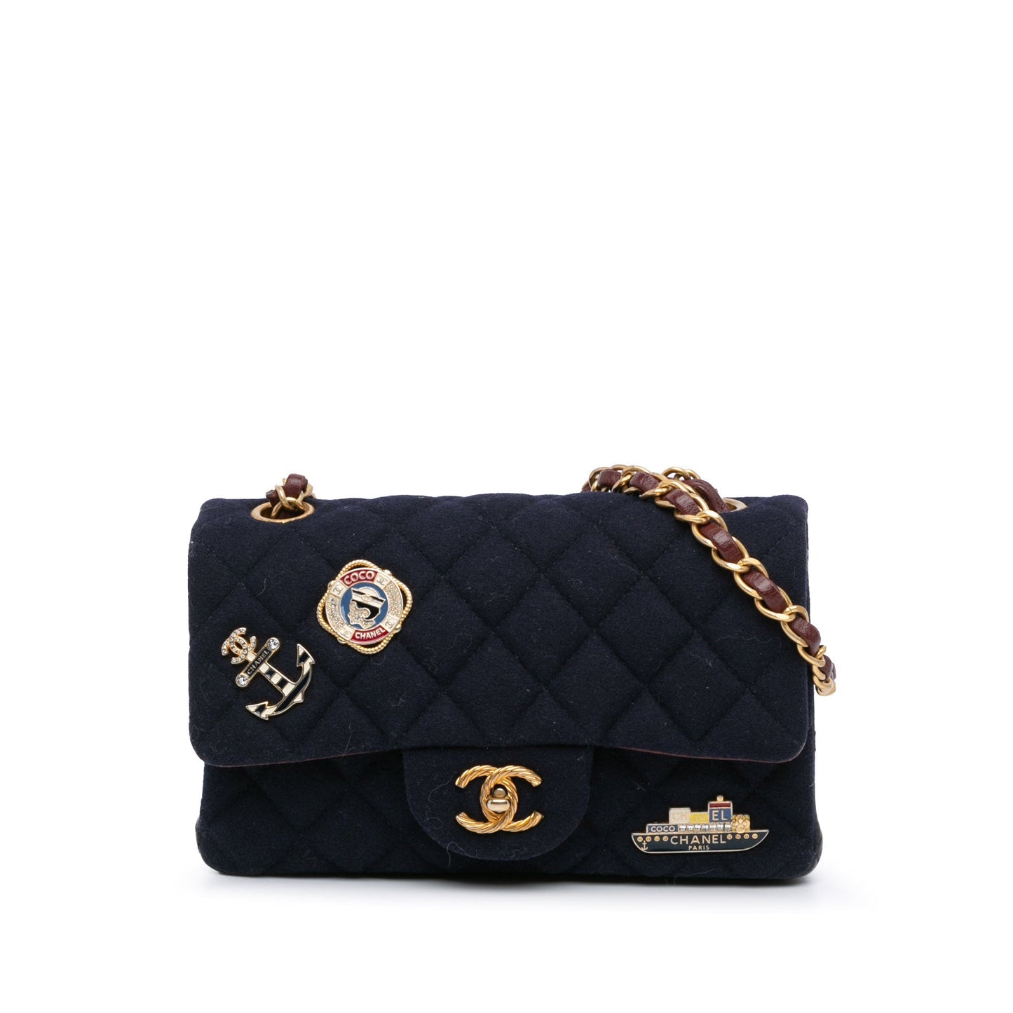 Chanel Mini Rectangular Classic Jersey Sailor Single Flap Blue