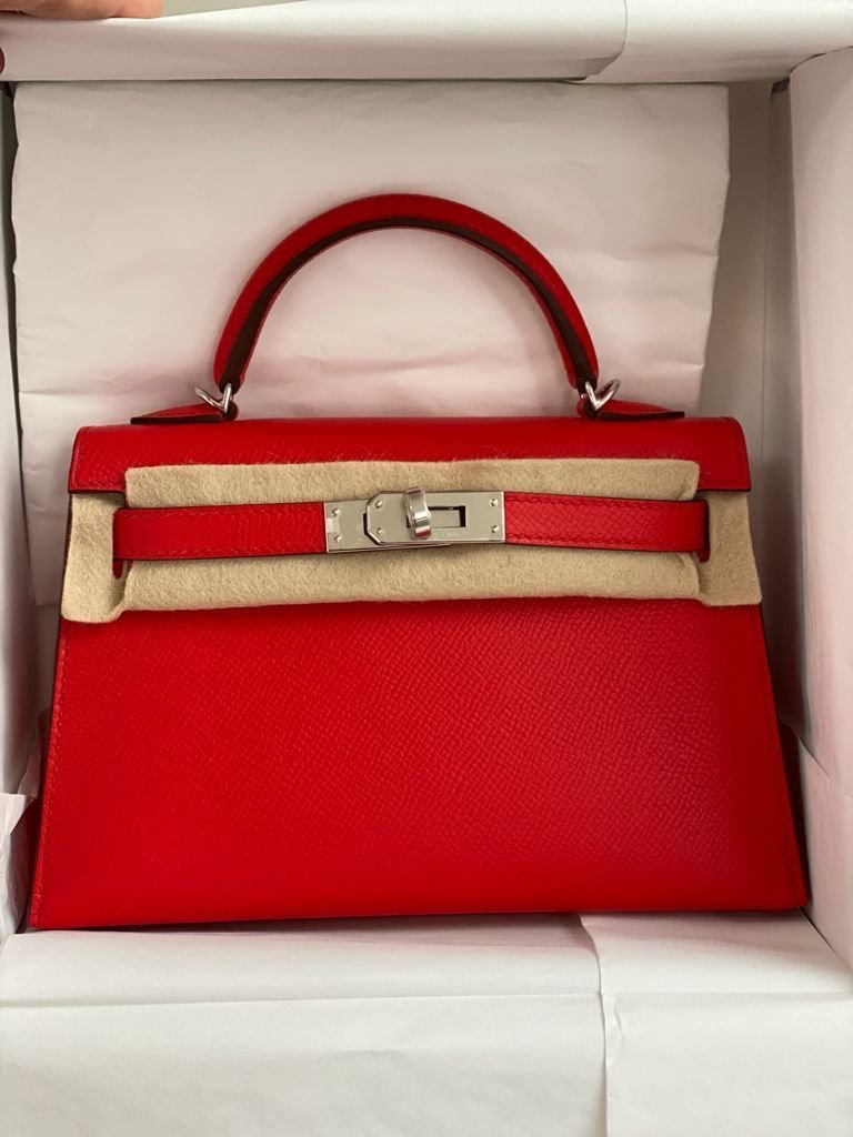 Hermes Rouge De Couer Epsom Sellier Kelly 20cm Palladium Hardware