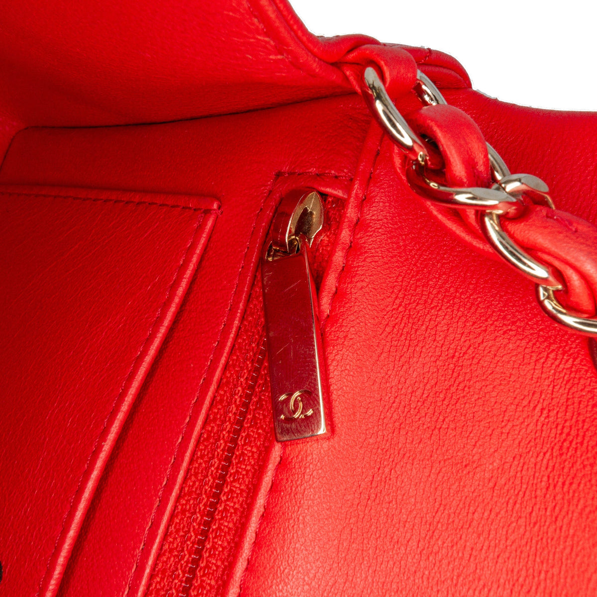 Chanel Mini Rectangular Classic Lambskin Single Flap Red