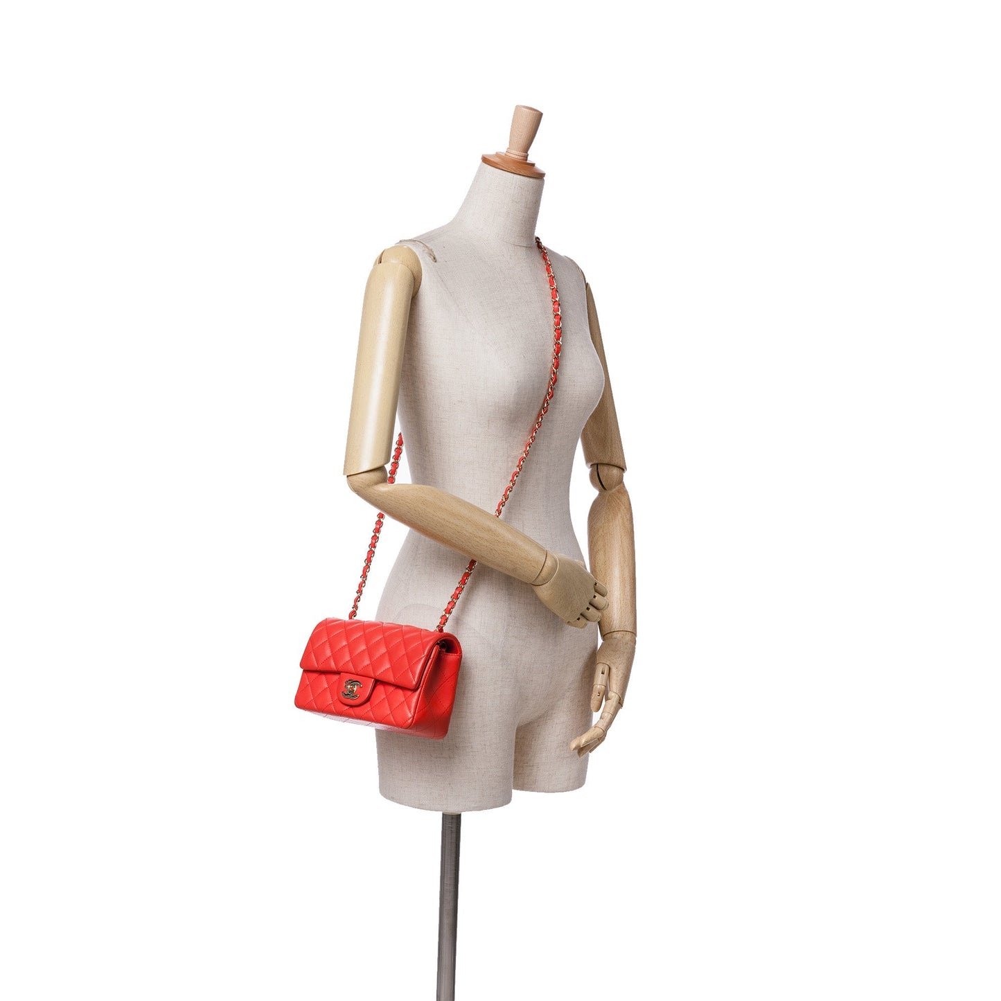 Chanel Mini Rectangular Classic Lambskin Single Flap Red