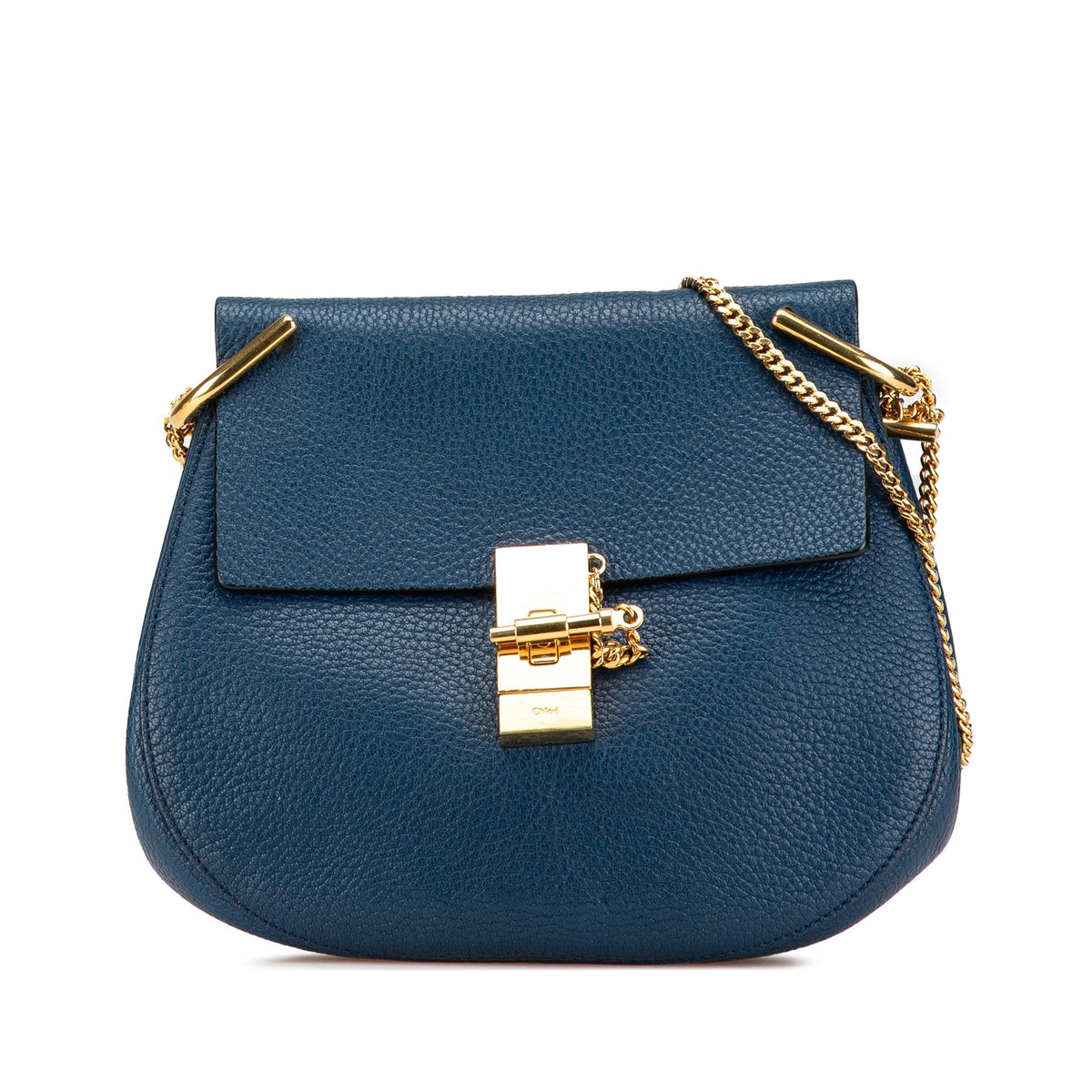 Chloé Small Leather Drew Crossbody Blue