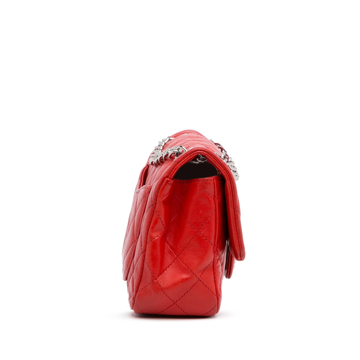 Chanel New Mini Rectangular Classic Lambskin Single Flap Red