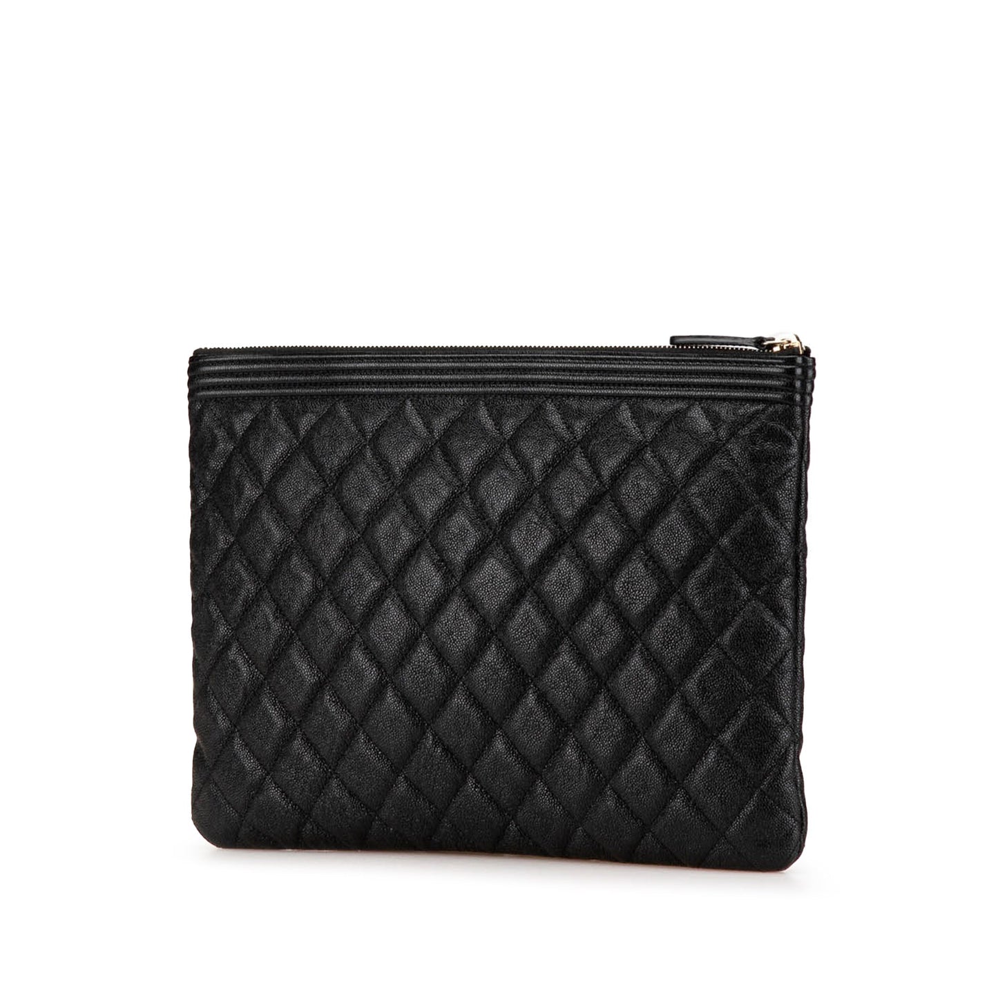 Chanel Medium Quilted Caviar Boy O Case Clutch Black
