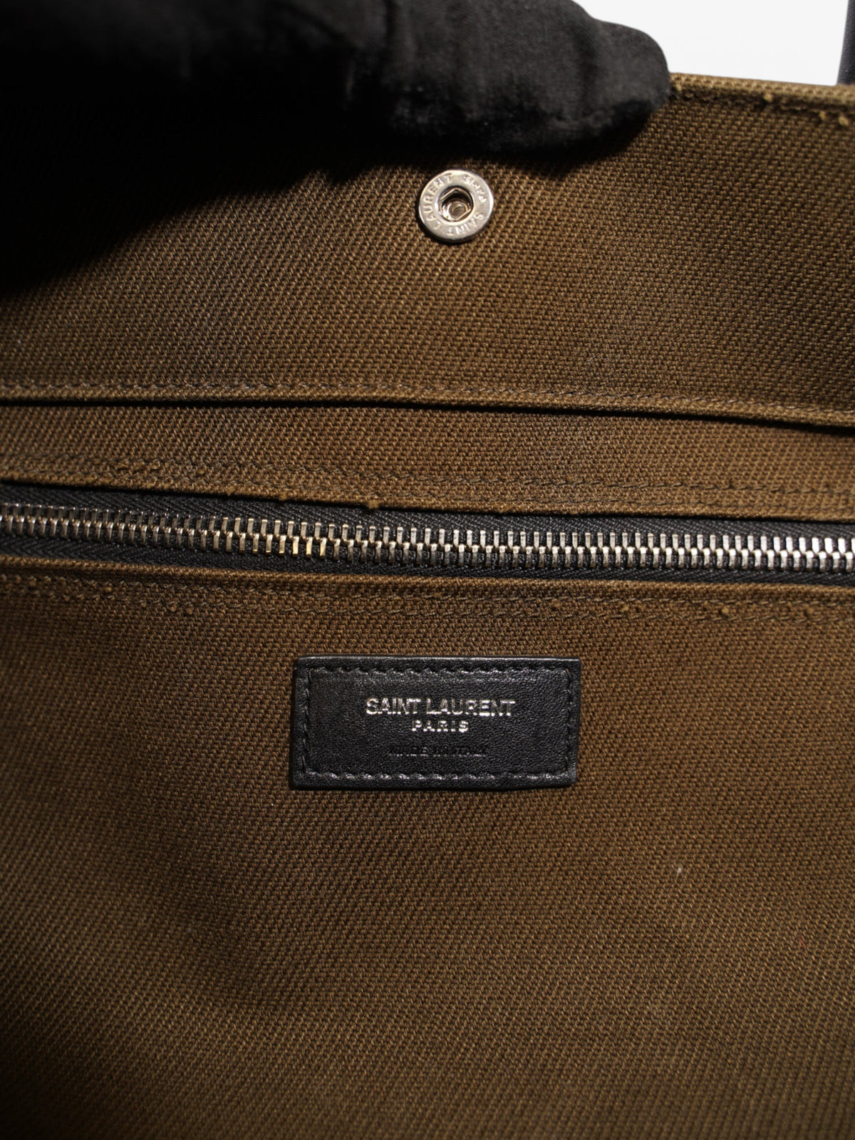 Saint Laurent Rive Gauche Tote Khaki / Black Canvas
