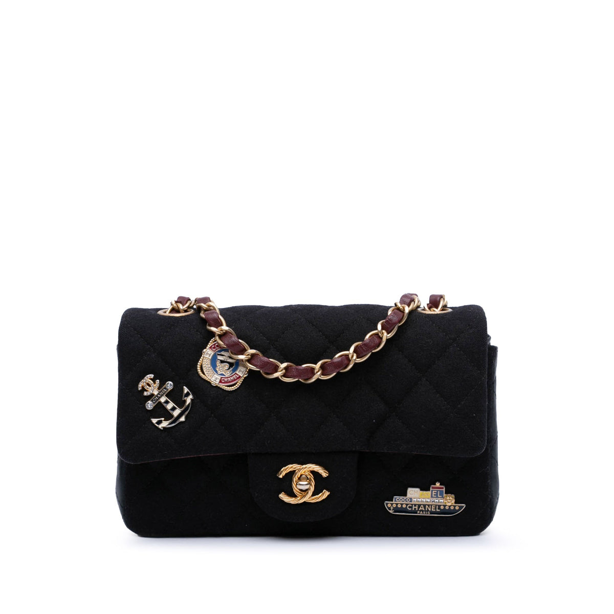 Chanel Mini Rectangular Classic Jersey Sailor Single Flap Blue