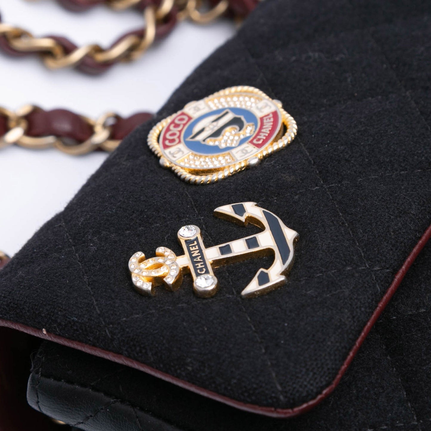 Chanel Mini Rectangular Classic Jersey Sailor Single Flap Blue