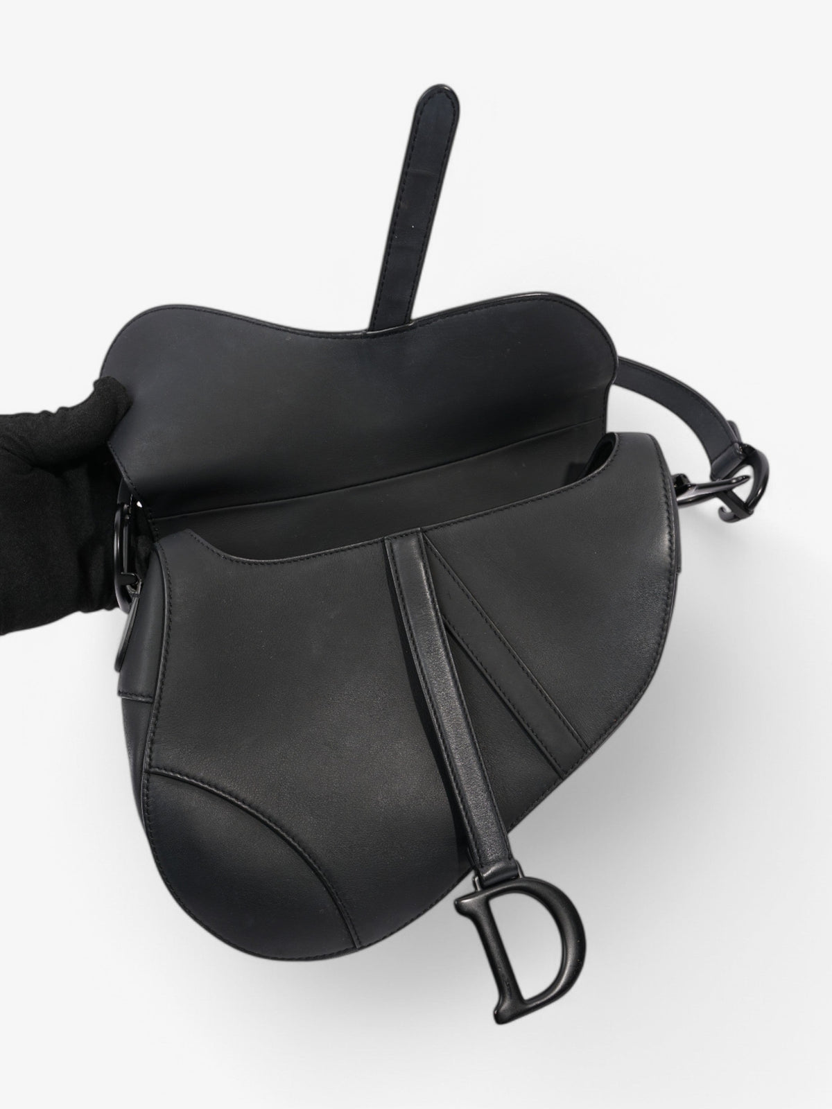 Christian Dior Saddle Bag Black Leather