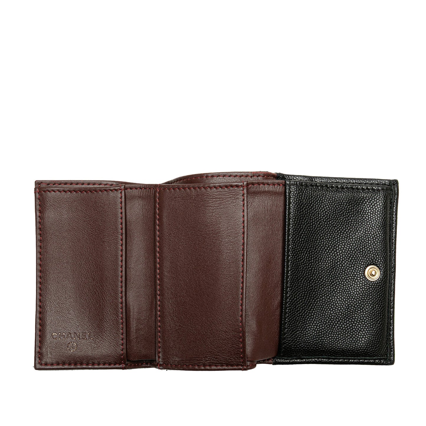 Chanel CC Quilted Caviar Trifold Wallet Black