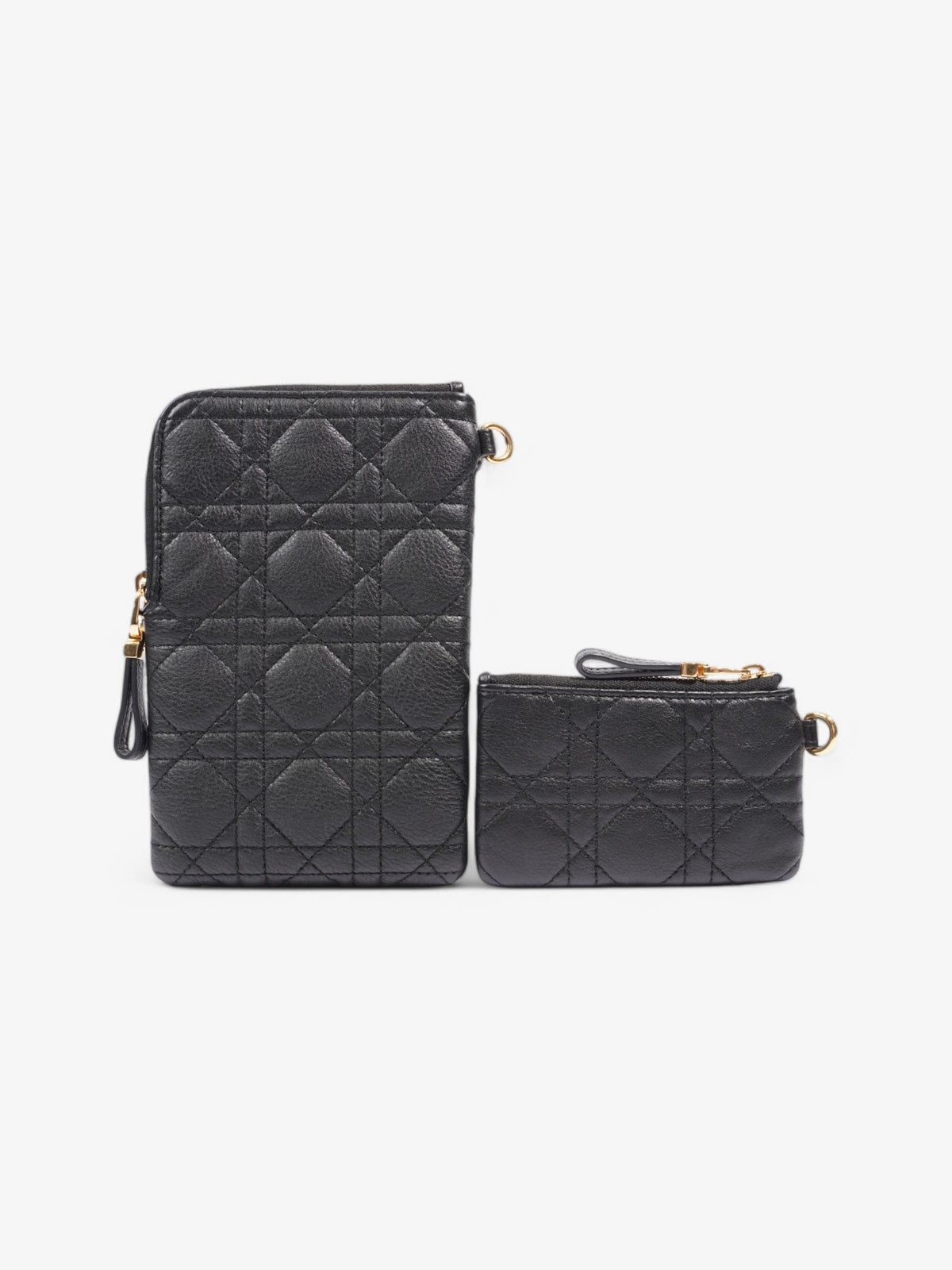 Christian Dior Caro Multifunction Pouch Black / Gold Leather