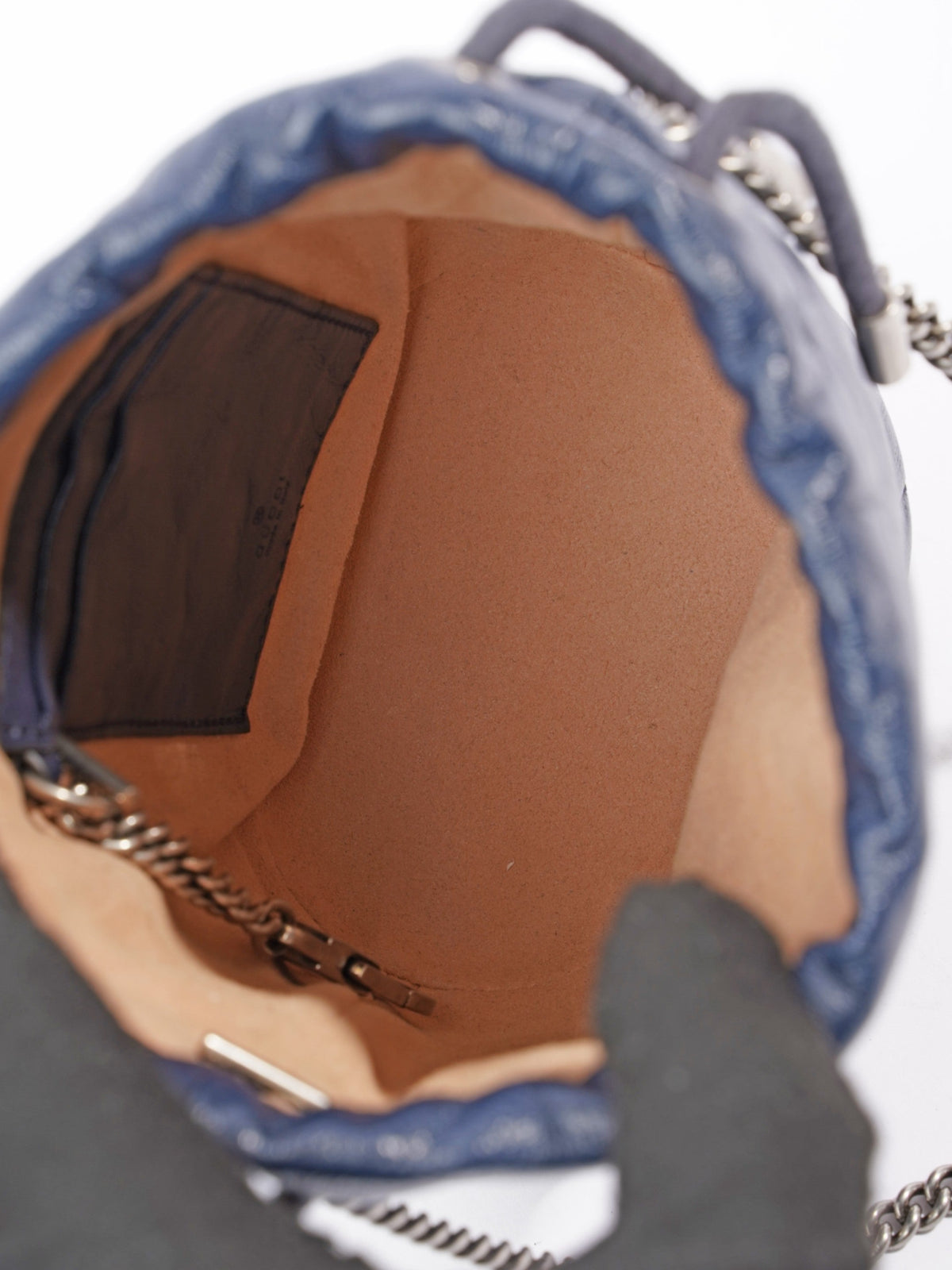 Gucci Marmont Drawstring Shoulder Bag Navy Leather