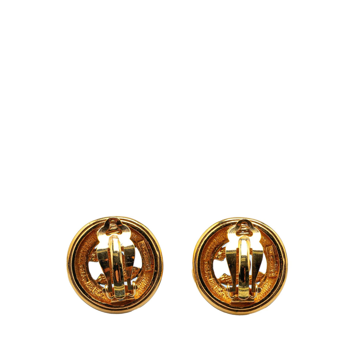 Chanel Gold Plated CC Round Clip On Earrings Gold
