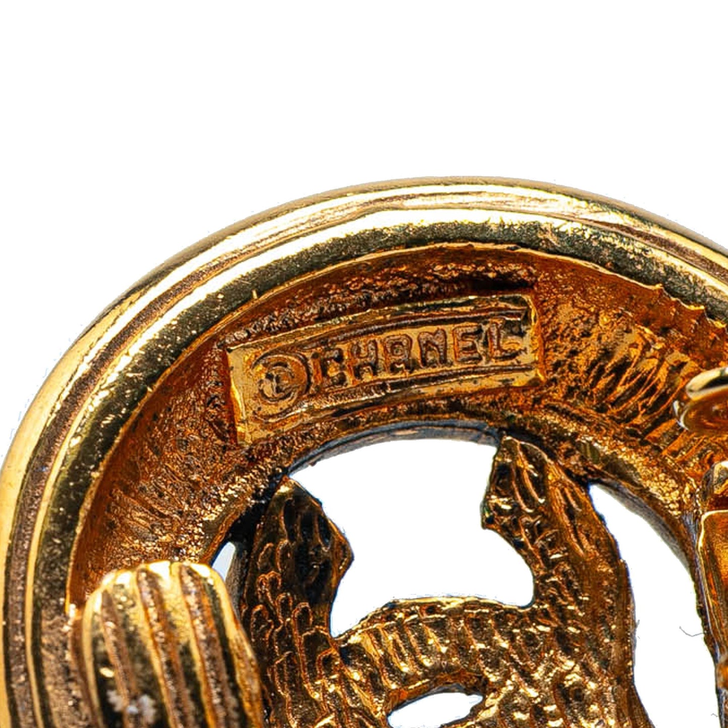 Chanel Gold Plated CC Round Clip On Earrings Gold
