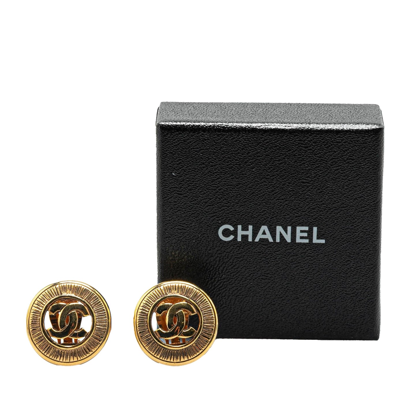 Chanel Gold Plated CC Round Clip On Earrings Gold