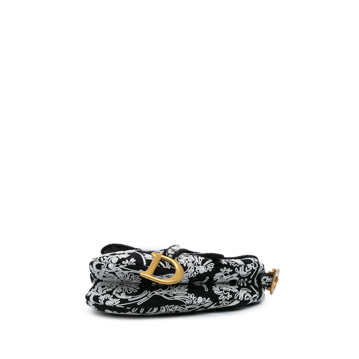 Dior Embroidered Canvas Ornamental Cornely Saddle Bag Black