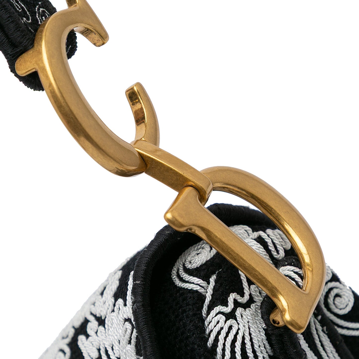 Dior Embroidered Canvas Ornamental Cornely Saddle Bag Black
