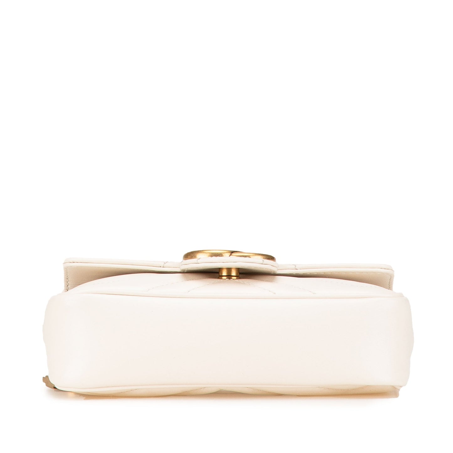 Gucci Super Mini GG Marmont Leather Matelasse Flap Crossbody White