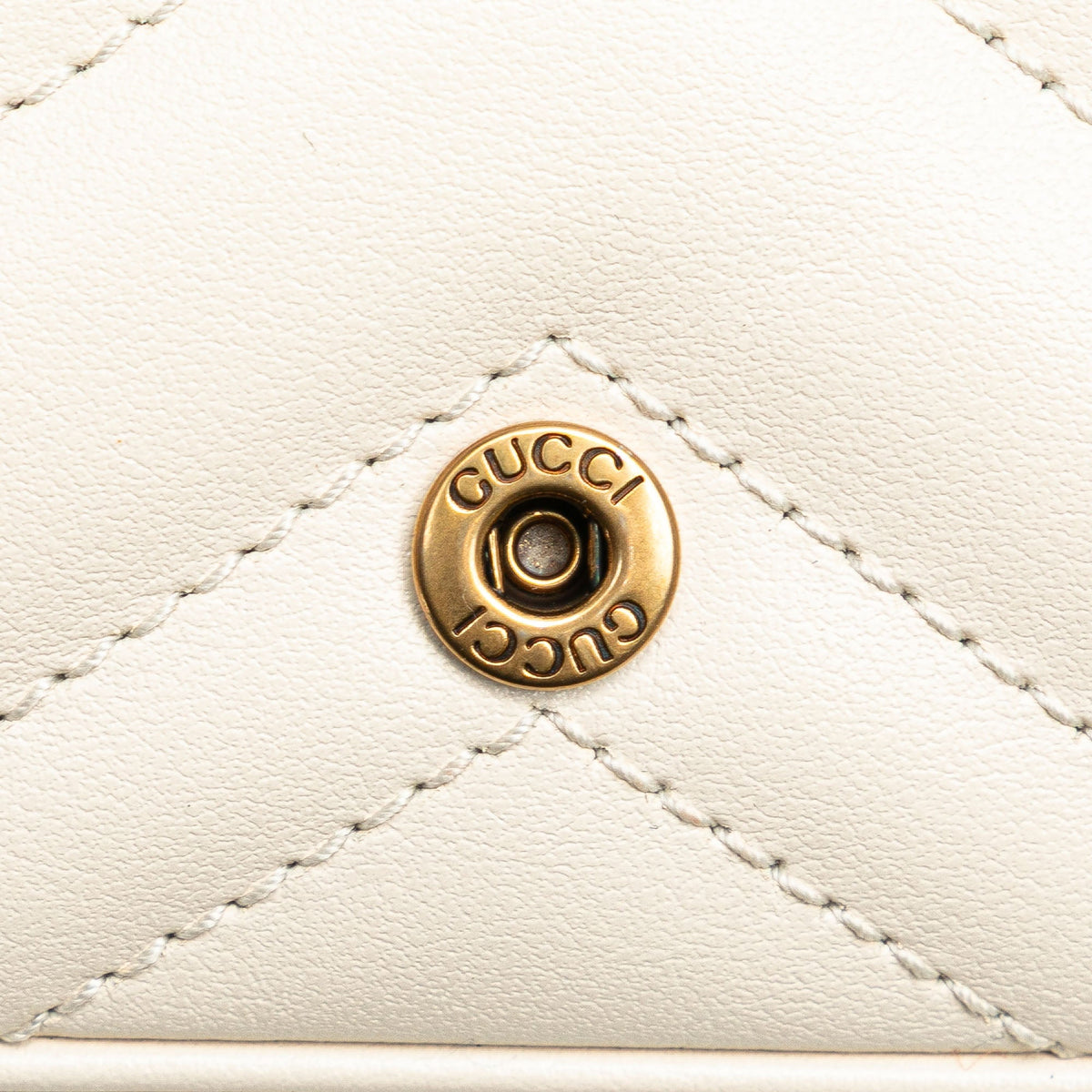 Gucci Super Mini GG Marmont Leather Matelasse Flap Crossbody White