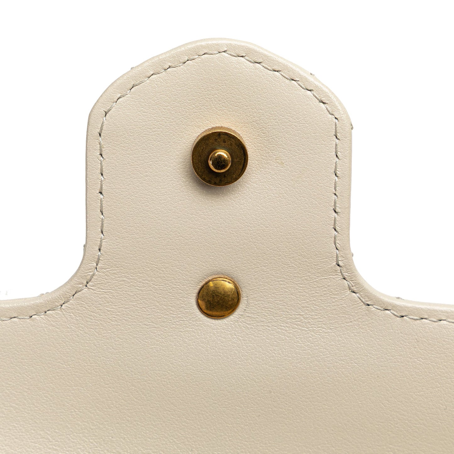 Gucci Super Mini GG Marmont Leather Matelasse Flap Crossbody White