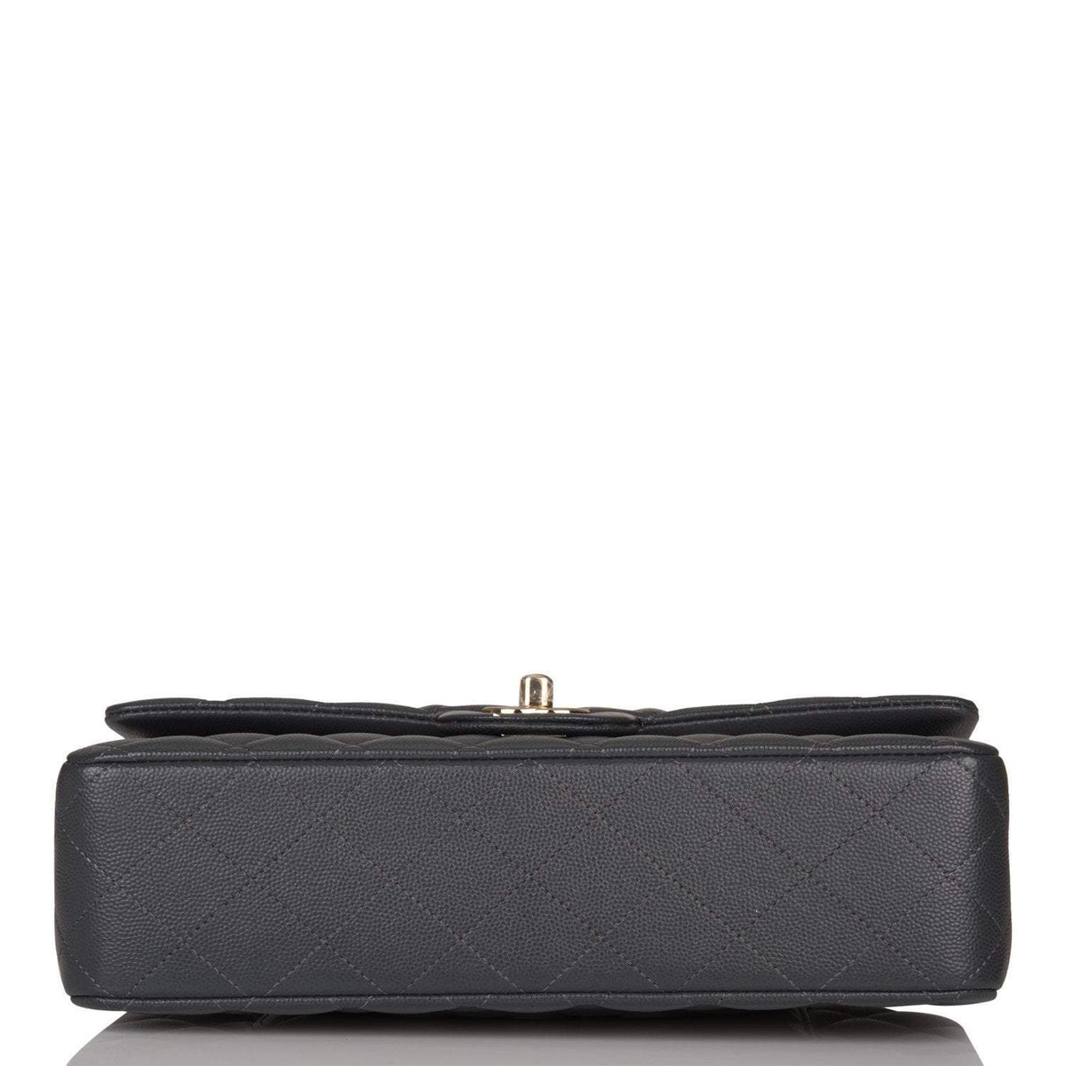 Chanel Medium Classic Double Flap Bag Dark Gray Caviar Light Gold Hardware
