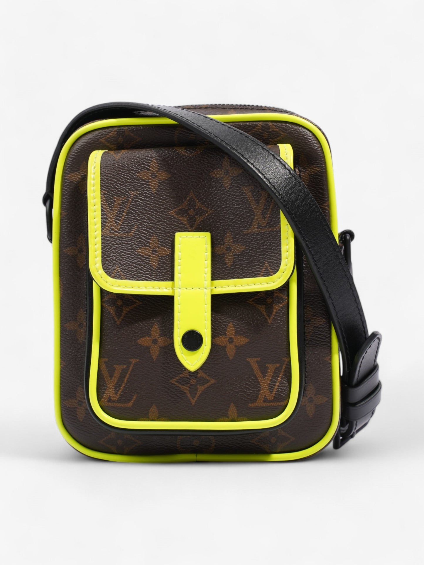 Louis Vuitton Christopher Messenger Monogram / Black / Flourescent Yellow Coated Canvas
