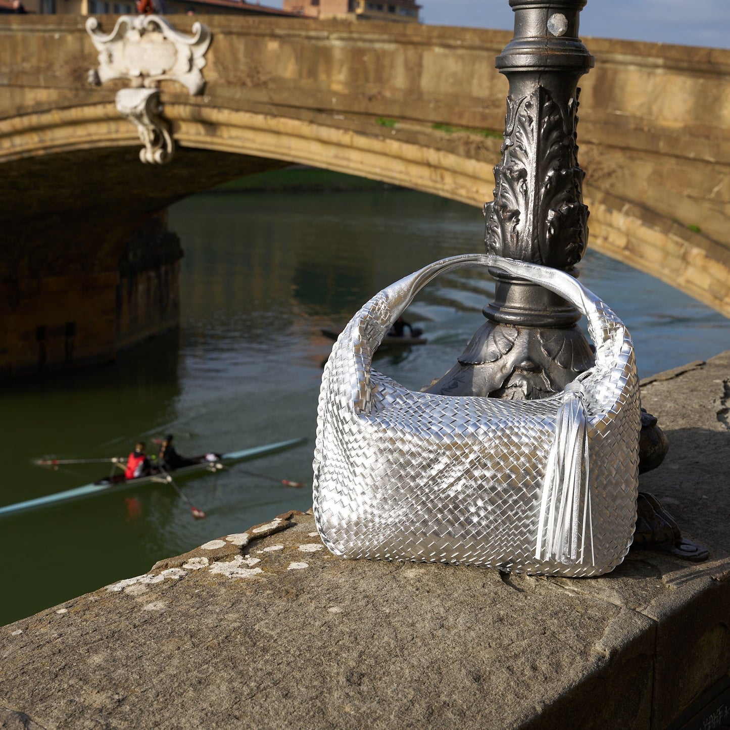 Brigitte Is Women Hobo Bag Intreccio Optical in Laminated Argento