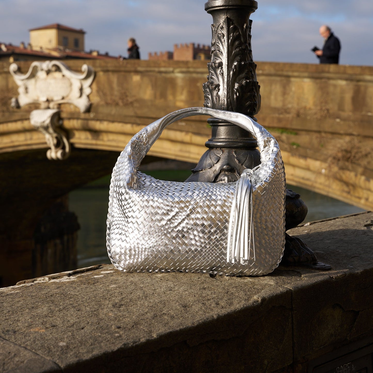 Brigitte Is Women Hobo Bag Intreccio Optical in Laminated Argento