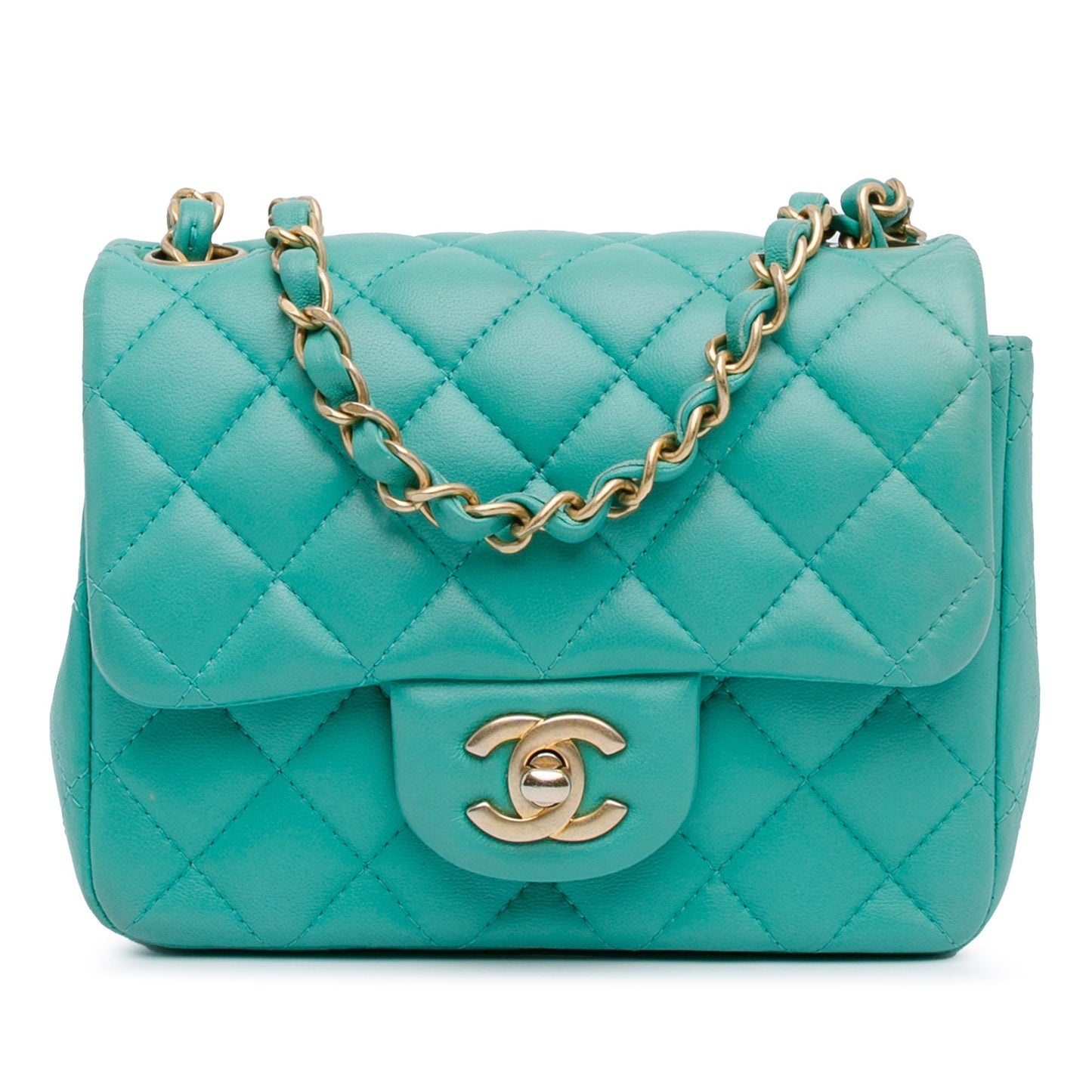 Chanel Mini Square Classic Lambskin Single Flap Green