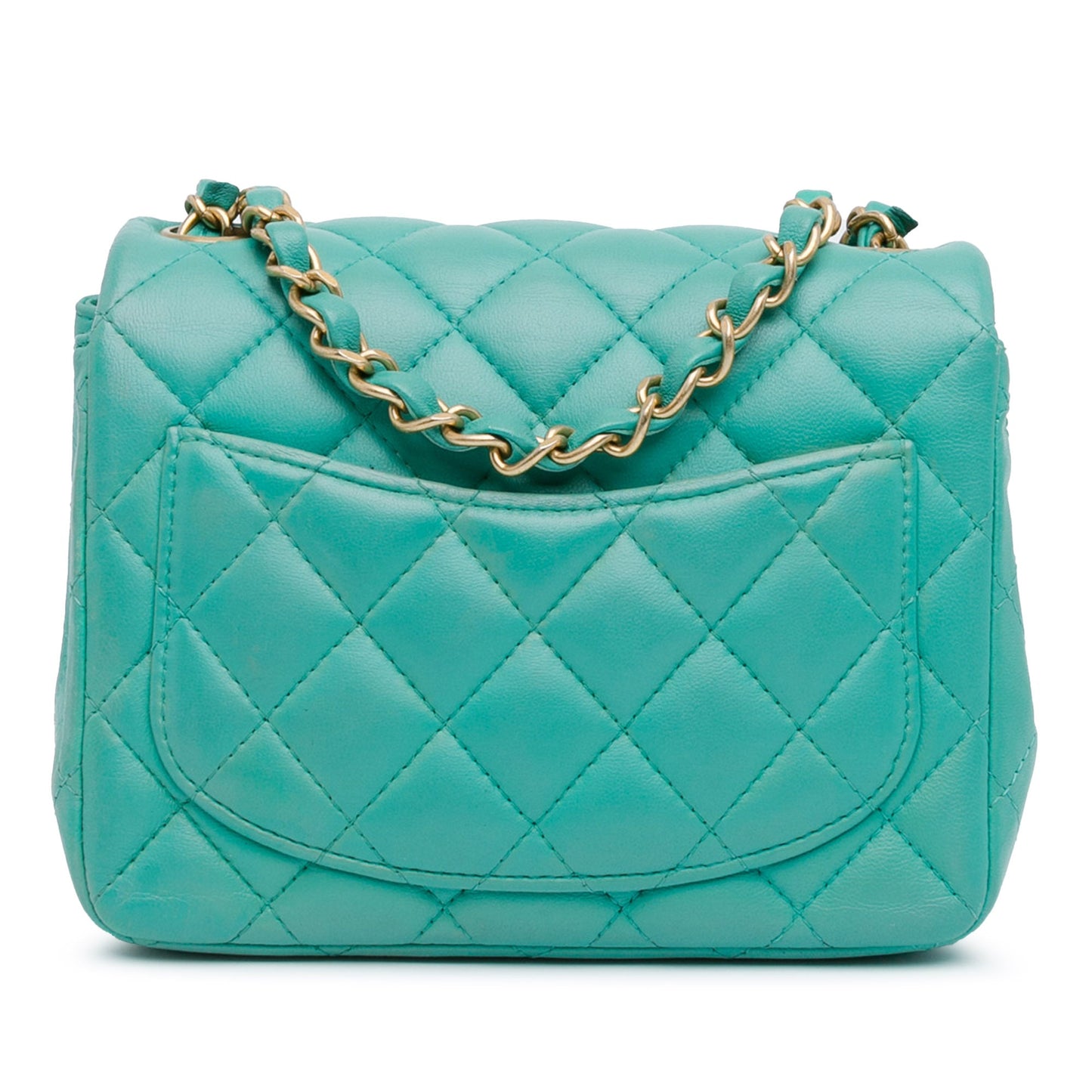 Chanel Mini Square Classic Lambskin Single Flap Green