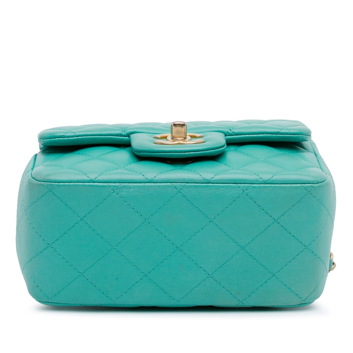 Chanel Mini Square Classic Lambskin Single Flap Green